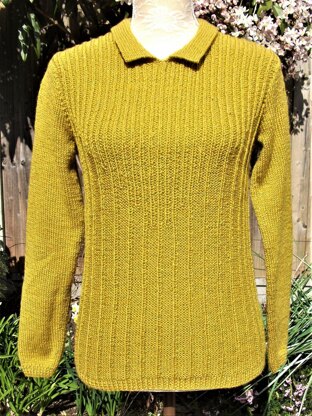 Ribbed Sweater with Collar