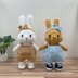 Dress-up Bunny Amigurumi Overall set crochet pattern # DUBA-01.03 | cute rabbit crochet toy, crochet plushie, removable clothes doll