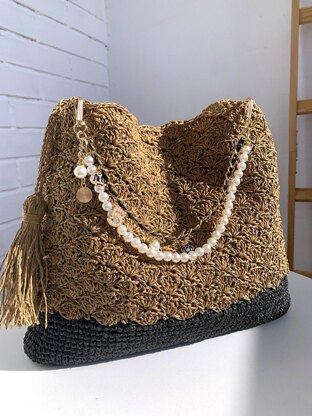 Two-Tone Raffia Hobo Bag Crochet Pattern