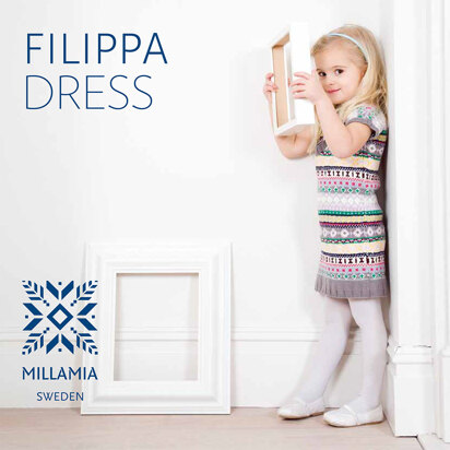 "Filippa Dress" - Dress Knitting Pattern in MillaMia Naturally Soft Merino - knitting pattern