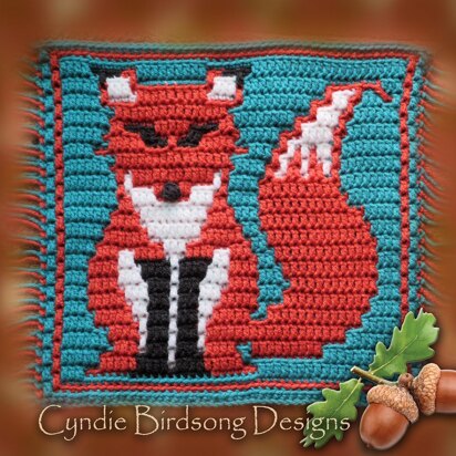 Woodland Mosaic Crochet Square - Fluffy Fox