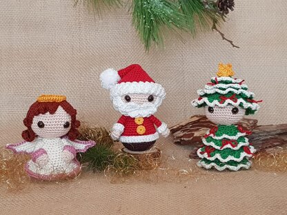 Santa, Christmas Tree & Angel