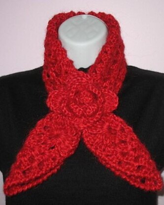 Rose Red Scarf Neckwarmer and Headband