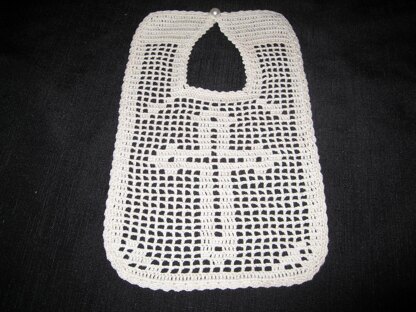 Filet Crochet Bib - Cross