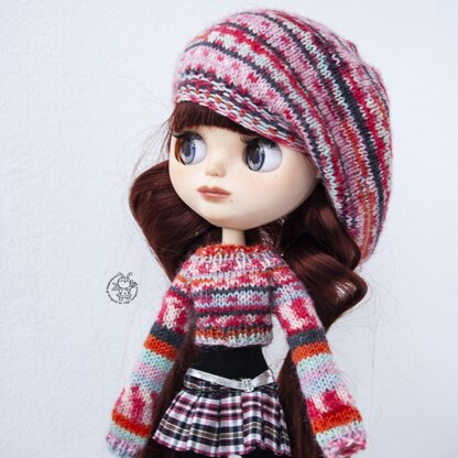 Crop sweater, hat for Blythe