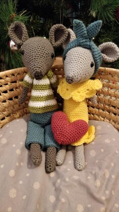 Mary and Mike Mice Mouse Doll Dolls Heart Crochet Amigurumi