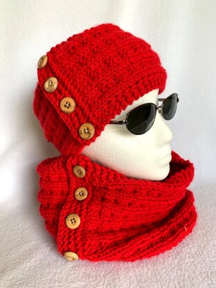 “Button It” Headband & Matching Cowl Neck Warmer