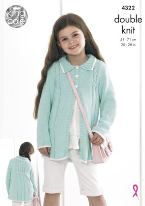 Girls’ Coats in King Cole Bamboo Cotton DK - 4322 - Downloadable PDF