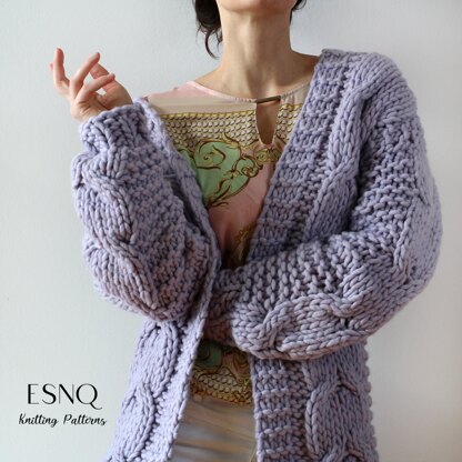 Cable knit cardigan Sequoia Knitting pattern by Julia Piro