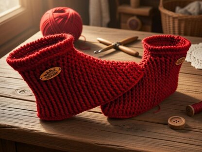 Crochet Slipper Boot Pattern PDF + English Video Tutorial for Women