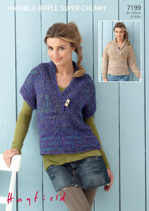 Woman's Sweater and Sleeveless Top in Hayfield Ripple Super Chunky - 7199 - Downloadable PDF