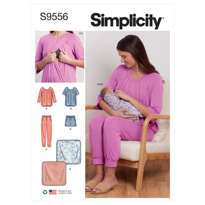 Simplicity Misses' Nursing Tops, Pants, Shorts and Blanket S9556 - Paper Pattern, Size A (XS-S-M-L-XL)
