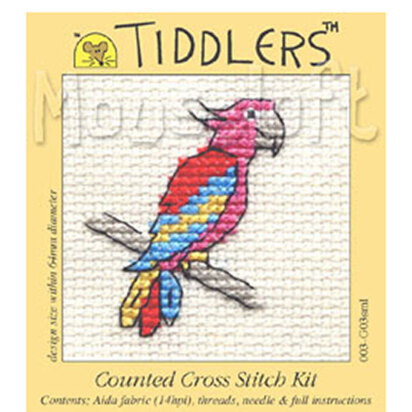Mouseloft Red Parrot Tiddlers Kit Cross Stitch Kit - 75 x 80 x 10
