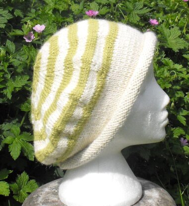 STRIPEY ROLL BRIM TAM SLOUCH KNITTING PATTERN - MADMONKEYKNITS