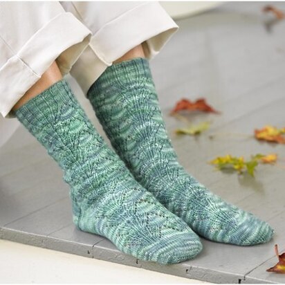 284 Waterlily Socks - Knitting Pattern for Women in Valley Yarns Franklin Hand-Dyed