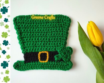 Leprechaun Hat - Crochet Coaster for St. Patrick's Day