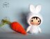 Crochet White Bunny Doll. Tanoshi series toy.