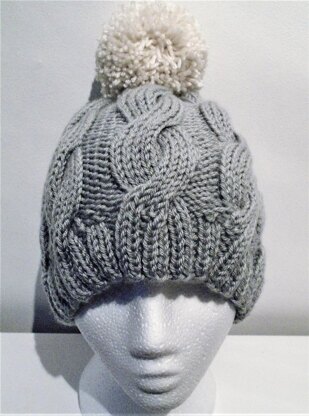 Aran Cable Beanie Pom Pom hat Knitting pattern by Audrey Wilson ...