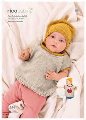 Oversized Shirt and Hat in Rico Baby Cotton Soft DK - 994 - Downloadable PDF