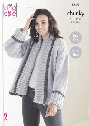 Ladies Cardigans Knitted in King Cole Ultra-Soft Chunky - 5691 - Downloadable PDF