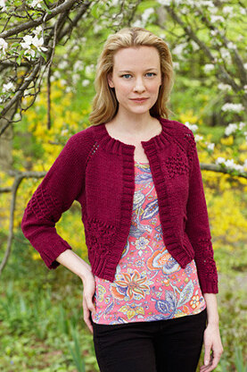 Lace Inset Cardi in Lion Brand Superwash Merino Cashmere - L0247AD