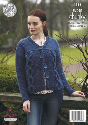 Sweater & Cardigan in King Cole Big Value Super Chunky Twist - 4611 - Downloadable PDF