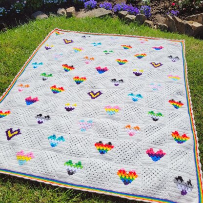 Granny Hearts Pride Blanket - US Terms