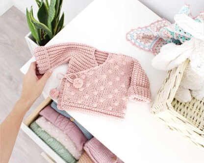 5 sizes - NEO Crochet Crossed Baby Jacket