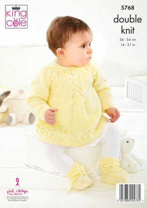Cardigan, Angel Top, Hat and Bootees Knitted in King Cole Baby Safe DK - 5768 - Downloadable PDF