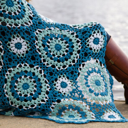 WEBS DIR12 Lace Motif Afghan by Doris Chan - Blanket Crochet Pattern for Home in Valley Yarns Valley Superwash DK