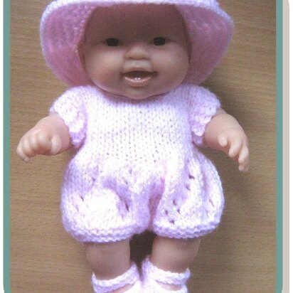 Romper Suit Knitting Pattern for 8" Berenguer Doll