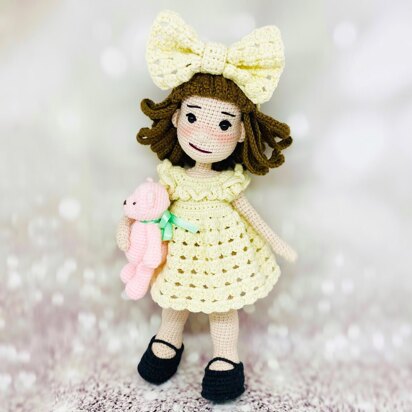 Crochet doll with clothes pattern, amigurumi doll