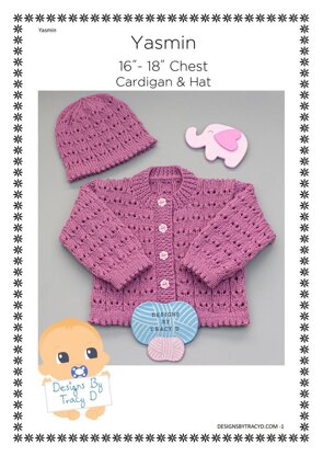 Yasmin baby knitting pattern cardigan & hat