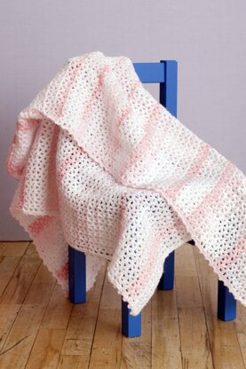 Pink V-Stitch Baby Throw in Lion Brand Babysoft Prints - Downloadable PDF