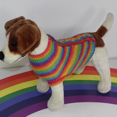 Small Dog Rainbow 4ply Back Button Up Coat - knitting pattern