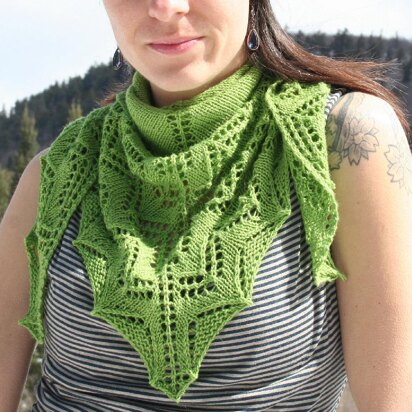 Green Hills and Valleys Shawlette - knitting pattern