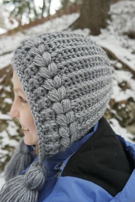 Crochet Bonnet for Adults and Teens. Cable Crochet Hood Hat