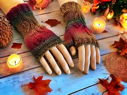 Autumn Leaf Half Gloves