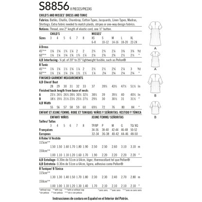 Simplicity S8856 Child's and Misses Dress and Tunic - Paper Pattern, Size A (3 - 8 /XS-XL)