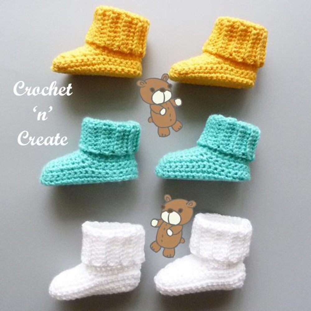 Rib Cuff Baby Booties Crochet pattern by Crochet n Create
