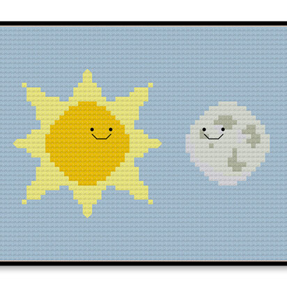 Sun and Moon Kawaii - PDF Cross Stitch Pattern