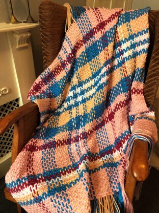 Crochet & Weave Pastel Pink Plaid Throw