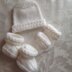 White Baby Hat Mittens bootie set