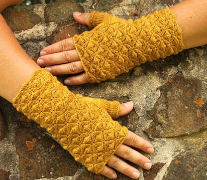 Golden Rod Reversible Fingerless Gloves