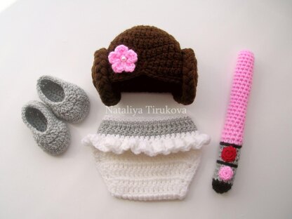 Princess Leia Baby Hat and Diaper Cover Set