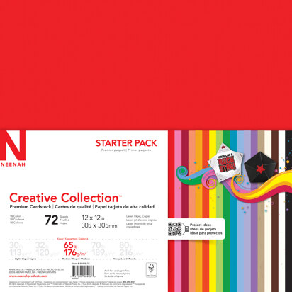 Neenah Paper Neenah Creative Collection Cardstock Pack 12"X12" 72/Pkg - 18 Bold & Vivid Colors