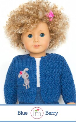 Blue Berry Cardigan for 18 inch Dolls, Doll Clothes Knitting Pattern