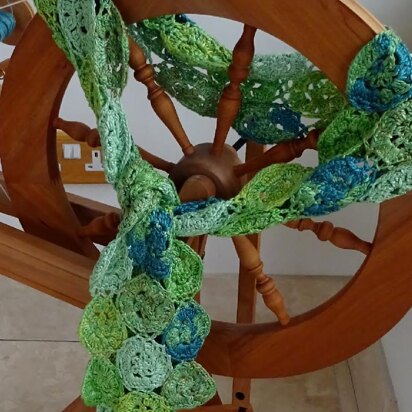 Swirling seas crochet scarf