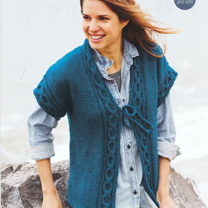 Womens's Tie Fronted Waistcoat in Stylecraft Aran and Stylecraft Aran with Wool - 9021