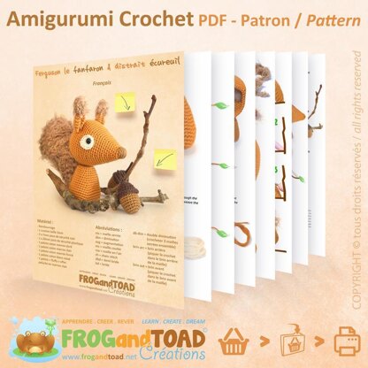 CHIBI Squirrel & Acorns / Ecureuil & Glands - Amigurumi Crochet - FROGandTOAD Créations